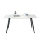 Stone Top Dining Table Rectangle Dining Table with Wood Steel Base in Black White 70.9"L x 35.4"W x 29.5"H Without Chairs Clearhalo 'Dining Tables & Seating' 'Dining Tables' 'dining_table' 'furn' 'furn_dining_table' 'Furniture' 'furniture_dining_table' 'Kitchen & Dining Furniture' 'kitchen' 'kitchen_dining_table' 5004296