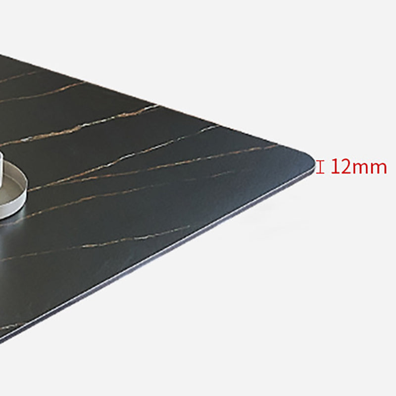 Stone Top Dining Table Rectangle Dining Table with Wood Steel Base in Black Clearhalo 'Dining Tables & Seating' 'Dining Tables' 'dining_table' 'furn' 'furn_dining_table' 'Furniture' 'furniture_dining_table' 'Kitchen & Dining Furniture' 'kitchen' 'kitchen_dining_table' 5004299
