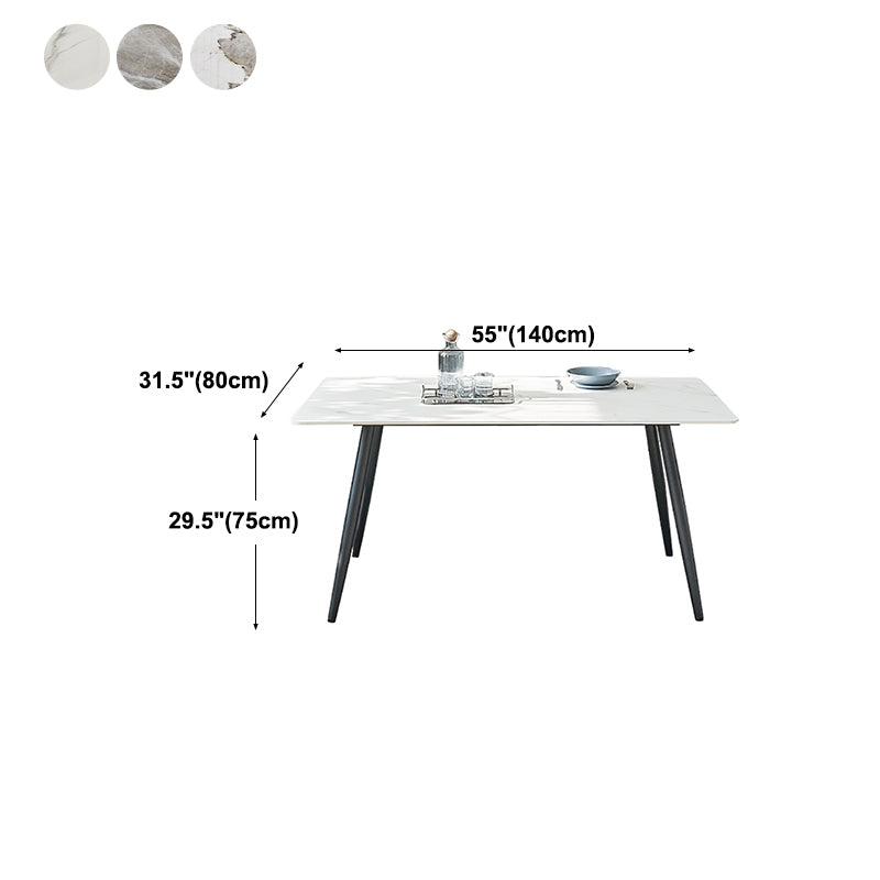 Stone Top Dining Table Rectangle Dining Table with Wood Steel Base in Black Clearhalo 'Dining Tables & Seating' 'Dining Tables' 'dining_table' 'furn' 'furn_dining_table' 'Furniture' 'furniture_dining_table' 'Kitchen & Dining Furniture' 'kitchen' 'kitchen_dining_table' 5004305