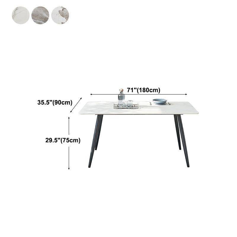 Stone Top Dining Table Rectangle Dining Table with Wood Steel Base in Black Clearhalo 'Dining Tables & Seating' 'Dining Tables' 'dining_table' 'furn' 'furn_dining_table' 'Furniture' 'furniture_dining_table' 'Kitchen & Dining Furniture' 'kitchen' 'kitchen_dining_table' 5004307