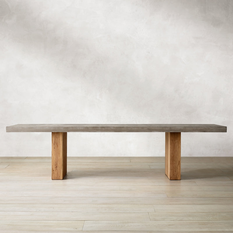 Modern Rectangle Dining table Solid Wood Double Pedestal Table in Grey 70.9"L x 31.5"W x 29.5"H Without Chairs Clearhalo 'Dining Tables & Seating' 'Dining Tables' 'dining_table' 'furn' 'furn_dining_table' 'Furniture' 'furniture_dining_table' 'Kitchen & Dining Furniture' 'kitchen' 'kitchen_dining_table' 5004308