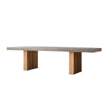 Modern Rectangle Dining table Solid Wood Double Pedestal Table in Grey Without Chairs Clearhalo 'Dining Tables & Seating' 'Dining Tables' 'dining_table' 'furn' 'furn_dining_table' 'Furniture' 'furniture_dining_table' 'Kitchen & Dining Furniture' 'kitchen' 'kitchen_dining_table' 5004312