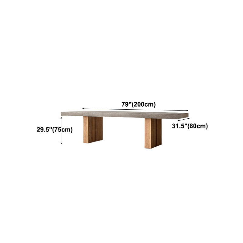 Modern Rectangle Dining table Solid Wood Double Pedestal Table in Grey Clearhalo 'Dining Tables & Seating' 'Dining Tables' 'dining_table' 'furn' 'furn_dining_table' 'Furniture' 'furniture_dining_table' 'Kitchen & Dining Furniture' 'kitchen' 'kitchen_dining_table' 5004318