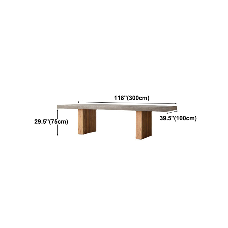 Modern Rectangle Dining table Solid Wood Double Pedestal Table in Grey Clearhalo 'Dining Tables & Seating' 'Dining Tables' 'dining_table' 'furn' 'furn_dining_table' 'Furniture' 'furniture_dining_table' 'Kitchen & Dining Furniture' 'kitchen' 'kitchen_dining_table' 5004322
