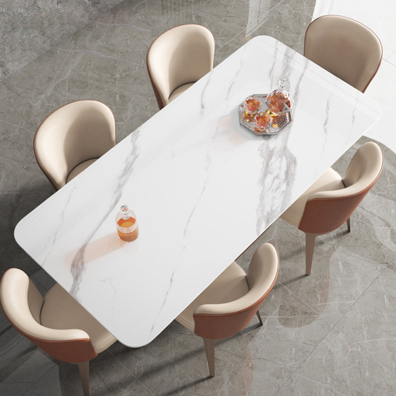 Stone Top Dining Table White Traditional Luxury Table with Pedestal Base White Without Chairs Clearhalo 'Dining Tables & Seating' 'Dining Tables' 'dining_table' 'furn' 'furn_dining_table' 'Furniture' 'furniture_dining_table' 'Kitchen & Dining Furniture' 'kitchen' 'kitchen_dining_table' 5004325