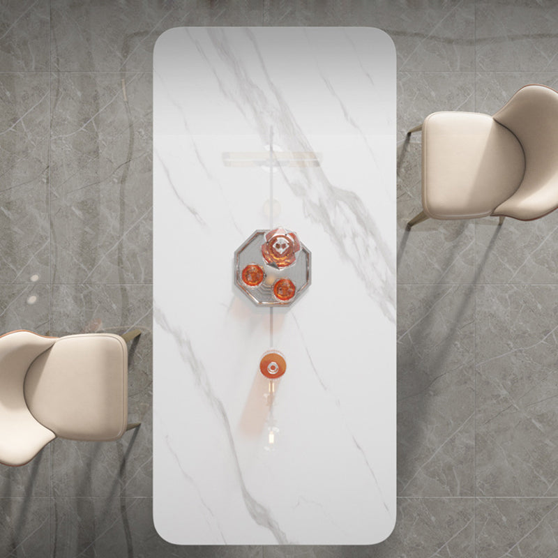 Stone Top Dining Table White Traditional Luxury Table with Pedestal Base Clearhalo 'Dining Tables & Seating' 'Dining Tables' 'dining_table' 'furn' 'furn_dining_table' 'Furniture' 'furniture_dining_table' 'Kitchen & Dining Furniture' 'kitchen' 'kitchen_dining_table' 5004337