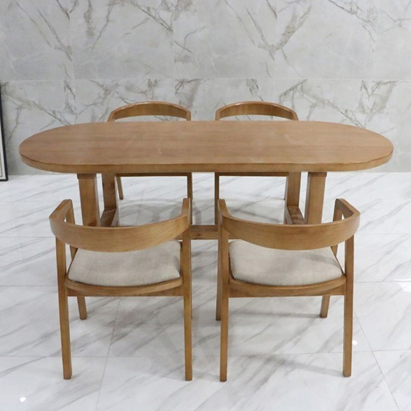 Contemporary Oval Solid Wood Table Standard Height Dining Table with Trestle Base Clearhalo 'Dining Tables & Seating' 'Dining Tables' 'dining_table' 'furn' 'furn_dining_table' 'Furniture' 'furniture_dining_table' 'Kitchen & Dining Furniture' 'kitchen' 'kitchen_dining_table' 5004389