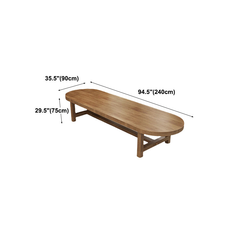 Contemporary Oval Solid Wood Table Standard Height Dining Table with Trestle Base Clearhalo 'Dining Tables & Seating' 'Dining Tables' 'dining_table' 'furn' 'furn_dining_table' 'Furniture' 'furniture_dining_table' 'Kitchen & Dining Furniture' 'kitchen' 'kitchen_dining_table' 5004395