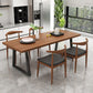 Metal Sled Base Dining Table Modern Solid Wood Top Dining Table in Brown and Black 63"L x 27.6"W x 29.5"H Without Chairs Clearhalo 'Dining Tables & Seating' 'Dining Tables' 'dining_table' 'furn' 'furn_dining_table' 'Furniture' 'furniture_dining_table' 'Kitchen & Dining Furniture' 'kitchen' 'kitchen_dining_table' 5004399
