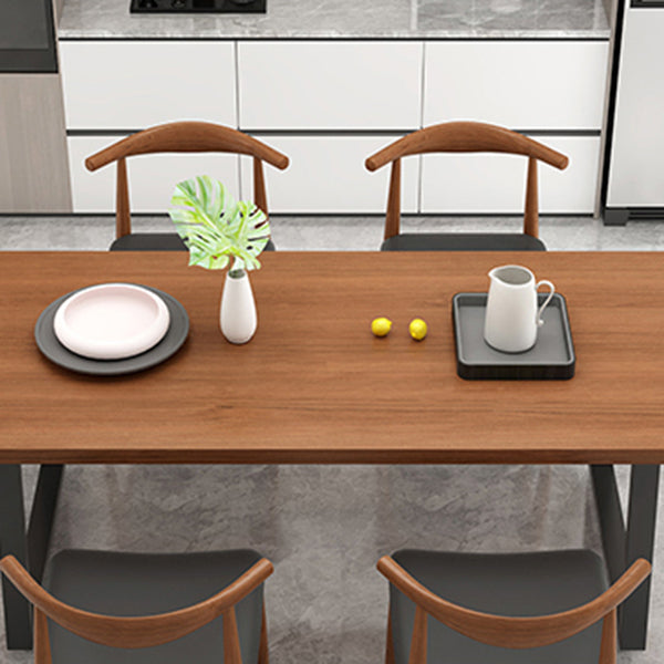 Metal Sled Base Dining Table Modern Solid Wood Top Dining Table in Brown and Black Clearhalo 'Dining Tables & Seating' 'Dining Tables' 'dining_table' 'furn' 'furn_dining_table' 'Furniture' 'furniture_dining_table' 'Kitchen & Dining Furniture' 'kitchen' 'kitchen_dining_table' 5004404
