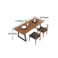 Metal Sled Base Dining Table Modern Solid Wood Top Dining Table in Brown and Black Clearhalo 'Dining Tables & Seating' 'Dining Tables' 'dining_table' 'furn' 'furn_dining_table' 'Furniture' 'furniture_dining_table' 'Kitchen & Dining Furniture' 'kitchen' 'kitchen_dining_table' 5004413