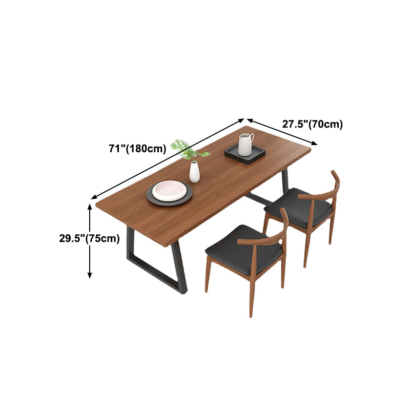 Metal Sled Base Dining Table Modern Solid Wood Top Dining Table in Brown and Black Clearhalo 'Dining Tables & Seating' 'Dining Tables' 'dining_table' 'furn' 'furn_dining_table' 'Furniture' 'furniture_dining_table' 'Kitchen & Dining Furniture' 'kitchen' 'kitchen_dining_table' 5004413