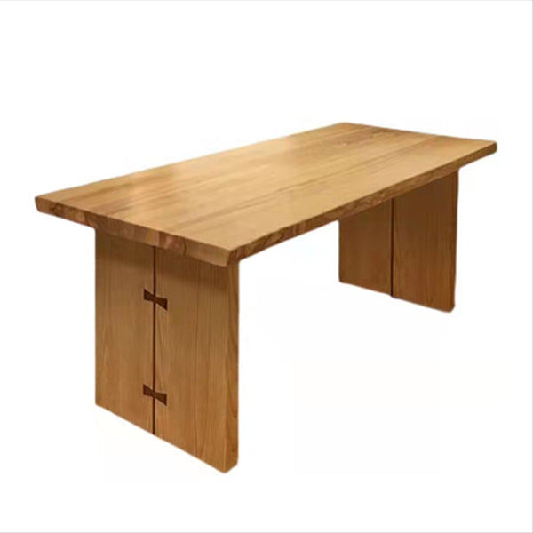 Modern Ash Wood Table for Restaurant Rectangle Kitchen Table with Double Pedestal Without Chairs Clearhalo 'Dining Tables & Seating' 'Dining Tables' 'dining_table' 'furn' 'furn_dining_table' 'Furniture' 'furniture_dining_table' 'Kitchen & Dining Furniture' 'kitchen' 'kitchen_dining_table' 5004423