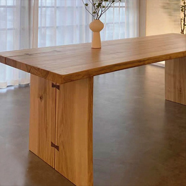 Modern Ash Wood Table for Restaurant Rectangle Kitchen Table with Double Pedestal Clearhalo 'Dining Tables & Seating' 'Dining Tables' 'dining_table' 'furn' 'furn_dining_table' 'Furniture' 'furniture_dining_table' 'Kitchen & Dining Furniture' 'kitchen' 'kitchen_dining_table' 5004425