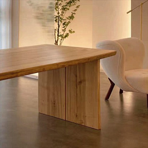 Modern Ash Wood Table for Restaurant Rectangle Kitchen Table with Double Pedestal Clearhalo 'Dining Tables & Seating' 'Dining Tables' 'dining_table' 'furn' 'furn_dining_table' 'Furniture' 'furniture_dining_table' 'Kitchen & Dining Furniture' 'kitchen' 'kitchen_dining_table' 5004426