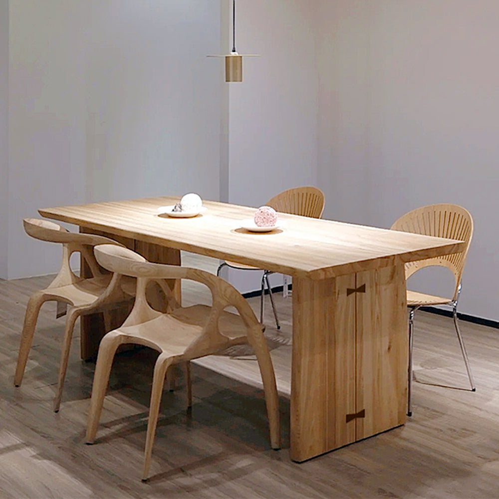 Modern Ash Wood Table for Restaurant Rectangle Kitchen Table with Double Pedestal Clearhalo 'Dining Tables & Seating' 'Dining Tables' 'dining_table' 'furn' 'furn_dining_table' 'Furniture' 'furniture_dining_table' 'Kitchen & Dining Furniture' 'kitchen' 'kitchen_dining_table' 5004427