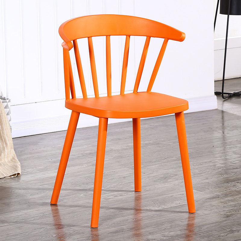 Scandinavian Plastic Side Chair Windsor Back Indoor-Outdoor Chair Orange 1 Piece Clearhalo 'Dining Chairs' 'Dining Tables & Seating' 'dining_chair' 'furn' 'furn_dining_chair' 'Furniture' 'furniture_dining_chair' 'Kitchen & Dining Furniture' 5004443