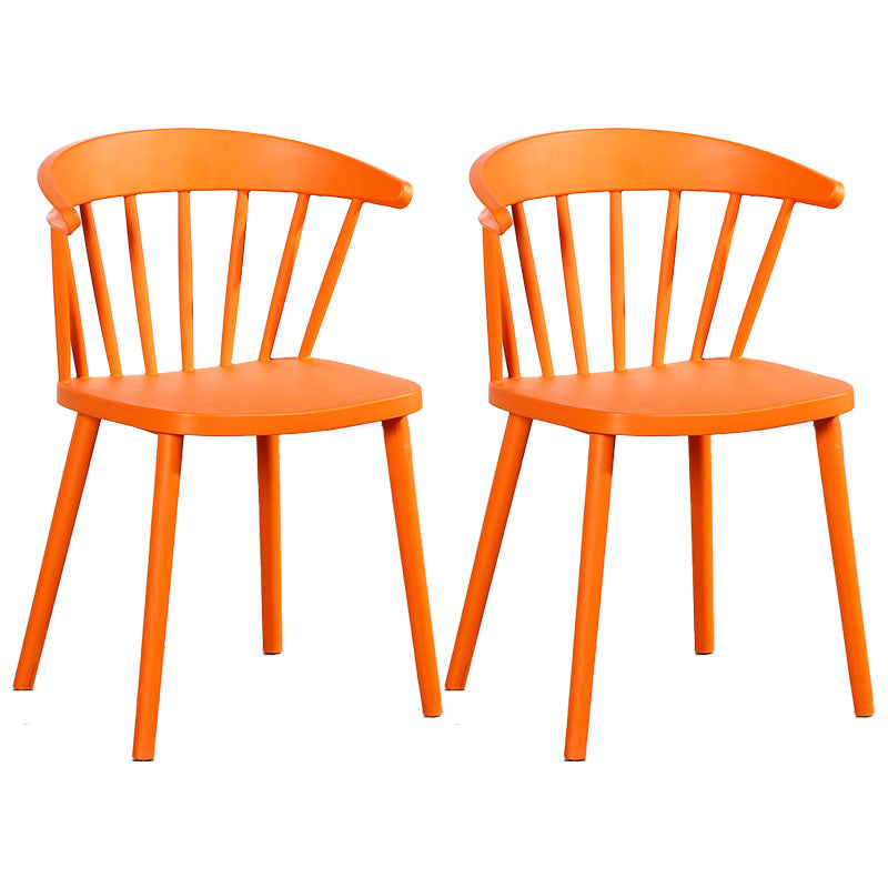 Scandinavian Plastic Side Chair Windsor Back Indoor-Outdoor Chair Orange 2 Piece Set Clearhalo 'Dining Chairs' 'Dining Tables & Seating' 'dining_chair' 'furn' 'furn_dining_chair' 'Furniture' 'furniture_dining_chair' 'Kitchen & Dining Furniture' 5004446
