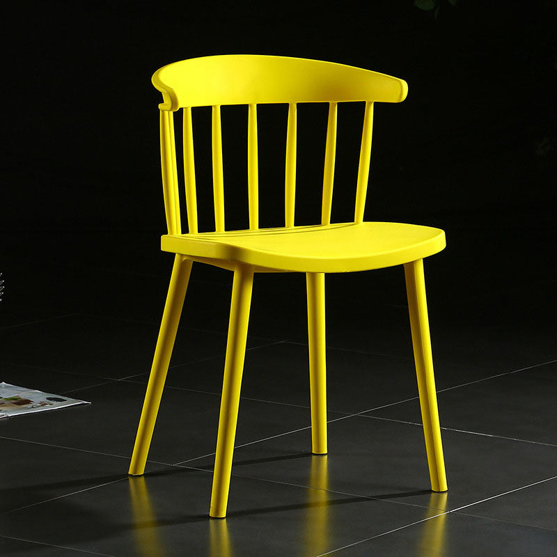 Scandinavian Plastic Side Chair Windsor Back Indoor-Outdoor Chair Yellow 1 Piece Clearhalo 'Dining Chairs' 'Dining Tables & Seating' 'dining_chair' 'furn' 'furn_dining_chair' 'Furniture' 'furniture_dining_chair' 'Kitchen & Dining Furniture' 5004450