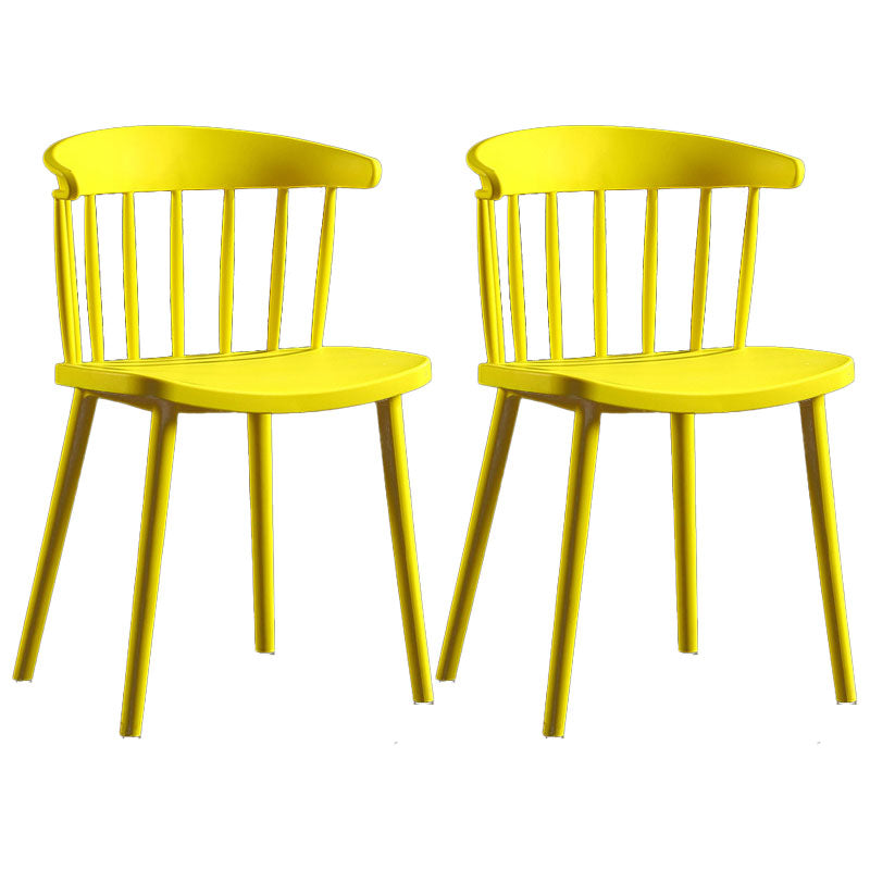 Scandinavian Plastic Side Chair Windsor Back Indoor-Outdoor Chair Yellow 2 Piece Set Clearhalo 'Dining Chairs' 'Dining Tables & Seating' 'dining_chair' 'furn' 'furn_dining_chair' 'Furniture' 'furniture_dining_chair' 'Kitchen & Dining Furniture' 5004452