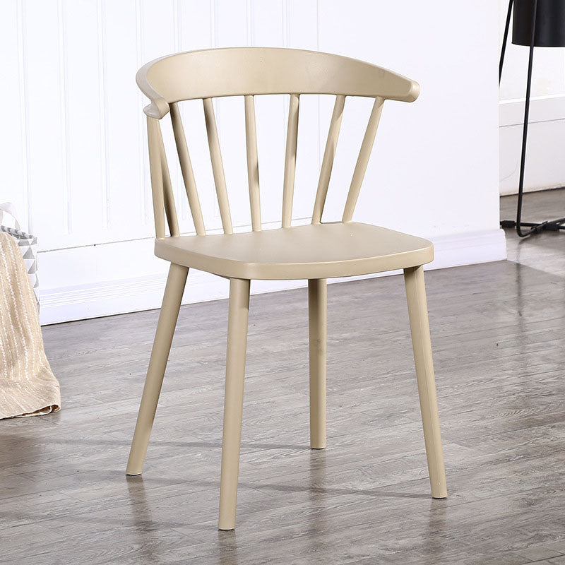 Scandinavian Plastic Side Chair Windsor Back Indoor-Outdoor Chair Khaki 1 Piece Clearhalo 'Dining Chairs' 'Dining Tables & Seating' 'dining_chair' 'furn' 'furn_dining_chair' 'Furniture' 'furniture_dining_chair' 'Kitchen & Dining Furniture' 5004455
