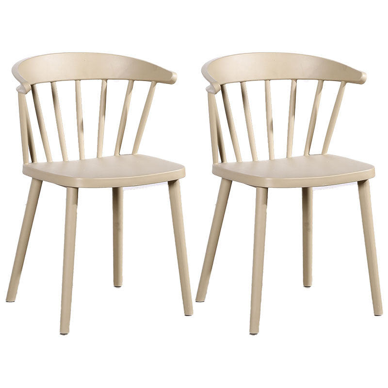 Scandinavian Plastic Side Chair Windsor Back Indoor-Outdoor Chair Khaki 2 Piece Set Clearhalo 'Dining Chairs' 'Dining Tables & Seating' 'dining_chair' 'furn' 'furn_dining_chair' 'Furniture' 'furniture_dining_chair' 'Kitchen & Dining Furniture' 5004457