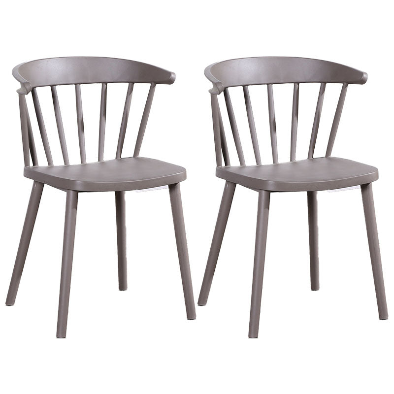 Scandinavian Plastic Side Chair Windsor Back Indoor-Outdoor Chair Grey 2 Piece Set Clearhalo 'Dining Chairs' 'Dining Tables & Seating' 'dining_chair' 'furn' 'furn_dining_chair' 'Furniture' 'furniture_dining_chair' 'Kitchen & Dining Furniture' 5004468