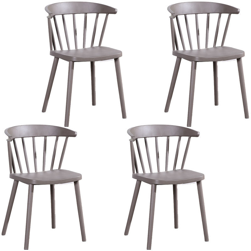 Scandinavian Plastic Side Chair Windsor Back Indoor-Outdoor Chair Grey 4 Piece Set Clearhalo 'Dining Chairs' 'Dining Tables & Seating' 'dining_chair' 'furn' 'furn_dining_chair' 'Furniture' 'furniture_dining_chair' 'Kitchen & Dining Furniture' 5004469
