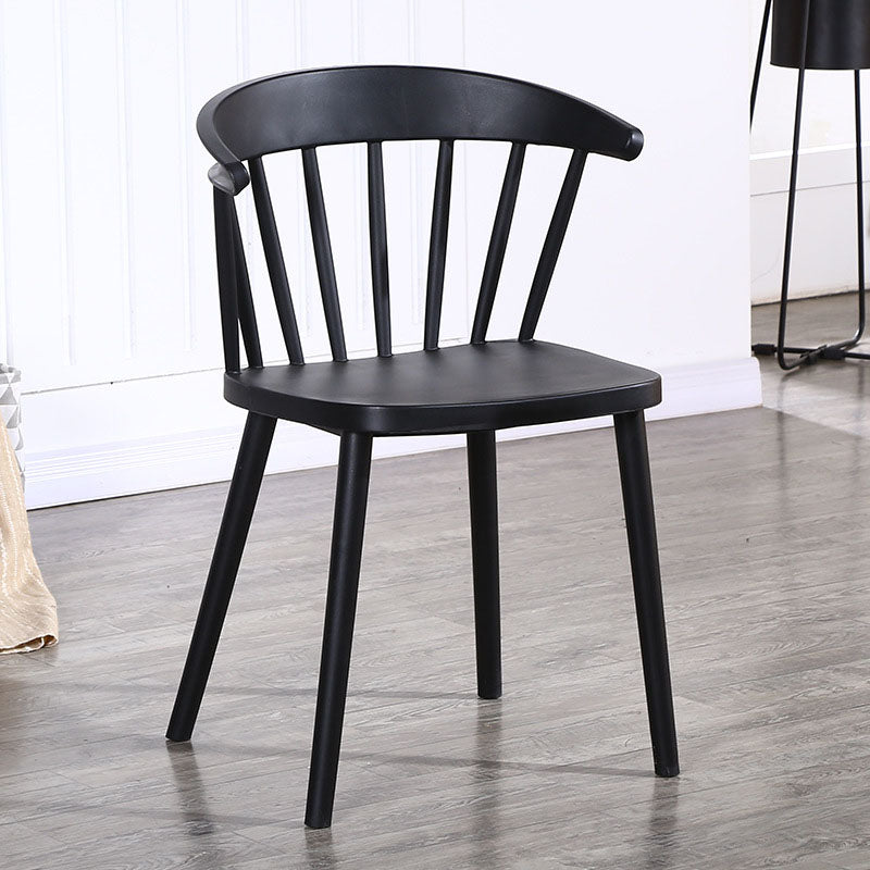 Scandinavian Plastic Side Chair Windsor Back Indoor-Outdoor Chair Black 1 Piece Clearhalo 'Dining Chairs' 'Dining Tables & Seating' 'dining_chair' 'furn' 'furn_dining_chair' 'Furniture' 'furniture_dining_chair' 'Kitchen & Dining Furniture' 5004473