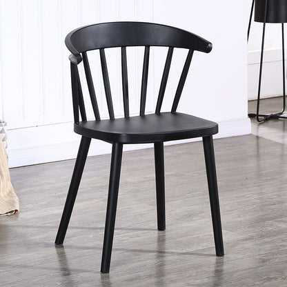 Scandinavian Plastic Side Chair Windsor Back Indoor-Outdoor Chair Black 1 Piece Clearhalo 'Dining Chairs' 'Dining Tables & Seating' 'dining_chair' 'furn' 'furn_dining_chair' 'Furniture' 'furniture_dining_chair' 'Kitchen & Dining Furniture' 5004473