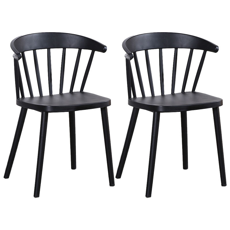 Scandinavian Plastic Side Chair Windsor Back Indoor-Outdoor Chair Black 2 Piece Set Clearhalo 'Dining Chairs' 'Dining Tables & Seating' 'dining_chair' 'furn' 'furn_dining_chair' 'Furniture' 'furniture_dining_chair' 'Kitchen & Dining Furniture' 5004474