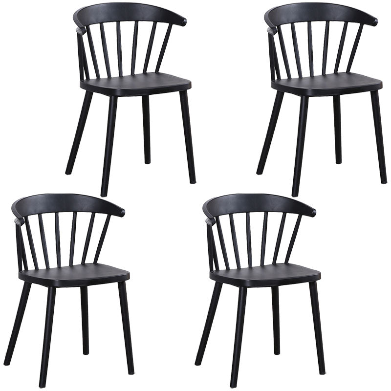 Scandinavian Plastic Side Chair Windsor Back Indoor-Outdoor Chair Black 4 Piece Set Clearhalo 'Dining Chairs' 'Dining Tables & Seating' 'dining_chair' 'furn' 'furn_dining_chair' 'Furniture' 'furniture_dining_chair' 'Kitchen & Dining Furniture' 5004475
