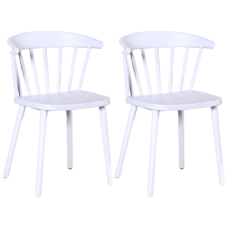 Scandinavian Plastic Side Chair Windsor Back Indoor-Outdoor Chair White 2 Piece Set Clearhalo 'Dining Chairs' 'Dining Tables & Seating' 'dining_chair' 'furn' 'furn_dining_chair' 'Furniture' 'furniture_dining_chair' 'Kitchen & Dining Furniture' 5004477