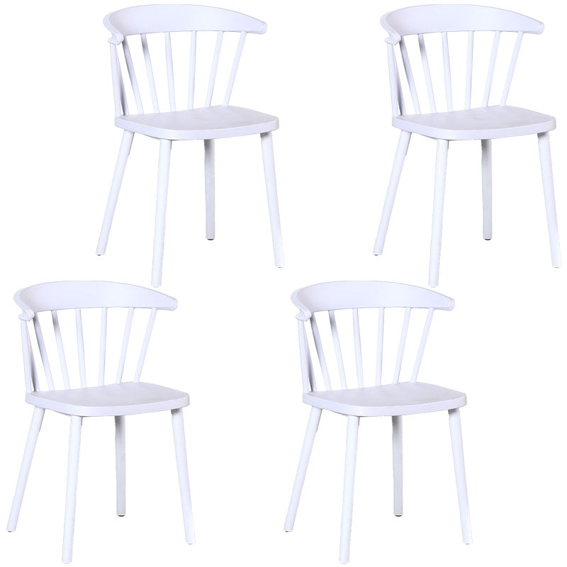 Scandinavian Plastic Side Chair Windsor Back Indoor-Outdoor Chair White 4 Piece Set Clearhalo 'Dining Chairs' 'Dining Tables & Seating' 'dining_chair' 'furn' 'furn_dining_chair' 'Furniture' 'furniture_dining_chair' 'Kitchen & Dining Furniture' 5004478