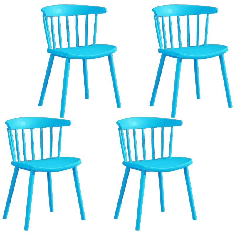 Scandinavian Plastic Side Chair Windsor Back Indoor-Outdoor Chair Lake Blue 4 Piece Set Clearhalo 'Dining Chairs' 'Dining Tables & Seating' 'dining_chair' 'furn' 'furn_dining_chair' 'Furniture' 'furniture_dining_chair' 'Kitchen & Dining Furniture' 5004481
