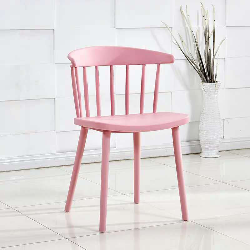 Scandinavian Plastic Side Chair Windsor Back Indoor-Outdoor Chair Pink 1 Piece Clearhalo 'Dining Chairs' 'Dining Tables & Seating' 'dining_chair' 'furn' 'furn_dining_chair' 'Furniture' 'furniture_dining_chair' 'Kitchen & Dining Furniture' 5004482