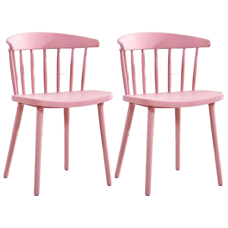Scandinavian Plastic Side Chair Windsor Back Indoor-Outdoor Chair Pink 2 Piece Set Clearhalo 'Dining Chairs' 'Dining Tables & Seating' 'dining_chair' 'furn' 'furn_dining_chair' 'Furniture' 'furniture_dining_chair' 'Kitchen & Dining Furniture' 5004483
