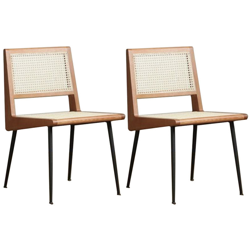 Modern Style Rattan Side Chair Cane Back Dining Side Chair for Dining Room Wood 2 Piece Set Clearhalo 'Dining Chairs' 'Dining Tables & Seating' 'dining_chair' 'furn' 'furn_dining_chair' 'Furniture' 'furniture_dining_chair' 'Kitchen & Dining Furniture' 5004488
