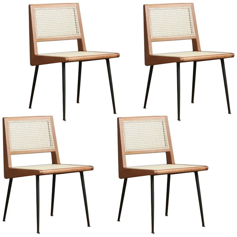 Modern Style Rattan Side Chair Cane Back Dining Side Chair for Dining Room Wood 4 Piece Set Clearhalo 'Dining Chairs' 'Dining Tables & Seating' 'dining_chair' 'furn' 'furn_dining_chair' 'Furniture' 'furniture_dining_chair' 'Kitchen & Dining Furniture' 5004490