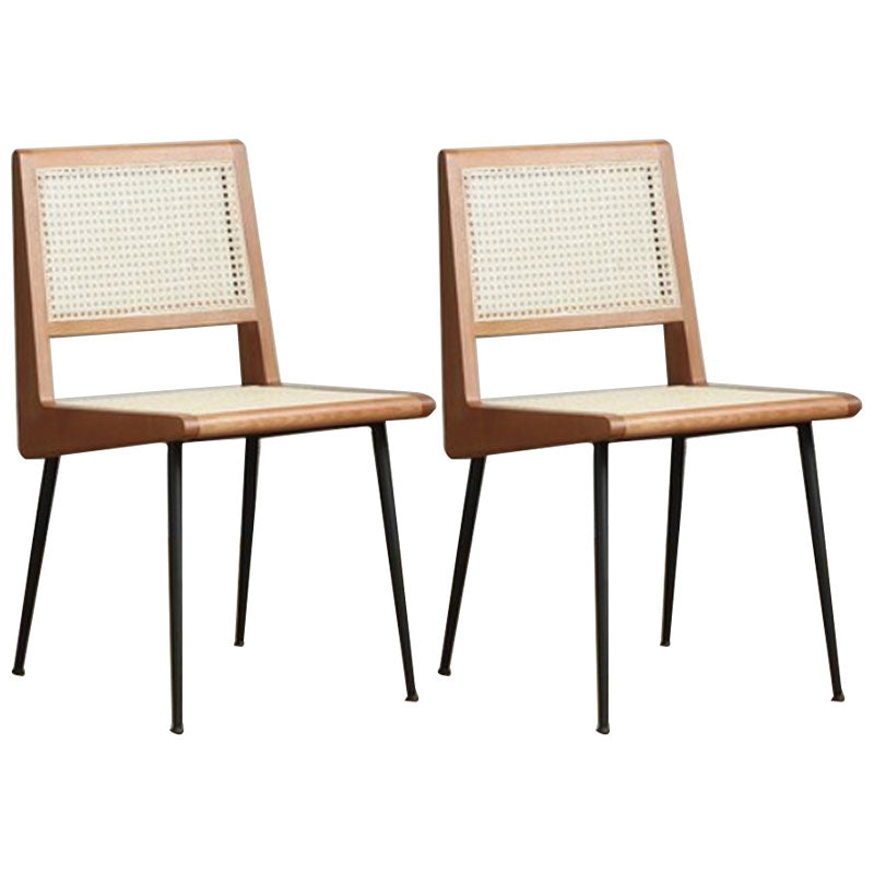 Modern Style Rattan Side Chair Cane Back Dining Side Chair for Dining Room Brown 2 Piece Set Clearhalo 'Dining Chairs' 'Dining Tables & Seating' 'dining_chair' 'furn' 'furn_dining_chair' 'Furniture' 'furniture_dining_chair' 'Kitchen & Dining Furniture' 5004494