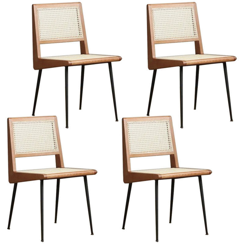 Modern Style Rattan Side Chair Cane Back Dining Side Chair for Dining Room Brown 4 Piece Set Clearhalo 'Dining Chairs' 'Dining Tables & Seating' 'dining_chair' 'furn' 'furn_dining_chair' 'Furniture' 'furniture_dining_chair' 'Kitchen & Dining Furniture' 5004496
