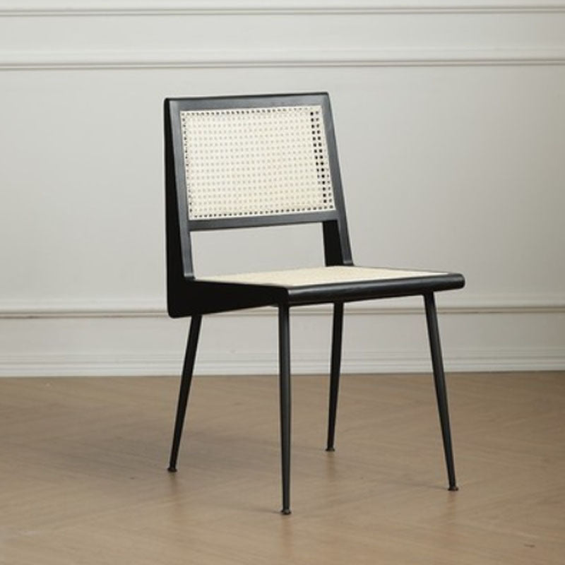 Modern Style Rattan Side Chair Cane Back Dining Side Chair for Dining Room Black 1 Piece Clearhalo 'Dining Chairs' 'Dining Tables & Seating' 'dining_chair' 'furn' 'furn_dining_chair' 'Furniture' 'furniture_dining_chair' 'Kitchen & Dining Furniture' 5004498