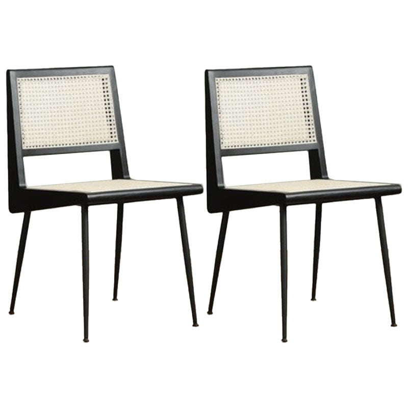 Modern Style Rattan Side Chair Cane Back Dining Side Chair for Dining Room Black 2 Piece Set Clearhalo 'Dining Chairs' 'Dining Tables & Seating' 'dining_chair' 'furn' 'furn_dining_chair' 'Furniture' 'furniture_dining_chair' 'Kitchen & Dining Furniture' 5004501
