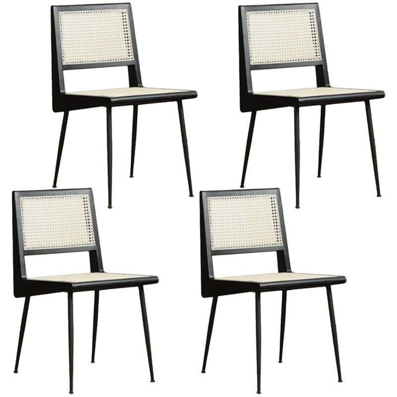 Modern Style Rattan Side Chair Cane Back Dining Side Chair for Dining Room Black 4 Piece Set Clearhalo 'Dining Chairs' 'Dining Tables & Seating' 'dining_chair' 'furn' 'furn_dining_chair' 'Furniture' 'furniture_dining_chair' 'Kitchen & Dining Furniture' 5004502