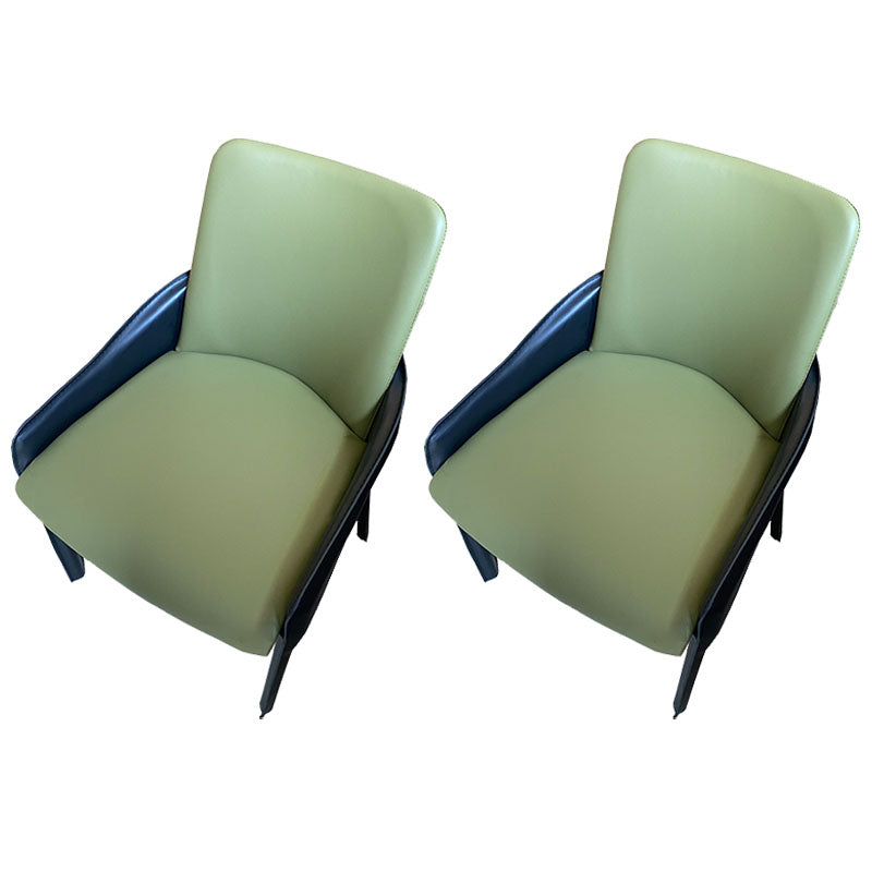 Modern Style Arm Chair Faux Leather Dining Chair for Dining Room Green 2 Piece Set Clearhalo 'Dining Chairs' 'Dining Tables & Seating' 'dining_chair' 'furn' 'furn_dining_chair' 'Furniture' 'furniture_dining_chair' 'Kitchen & Dining Furniture' 5004507