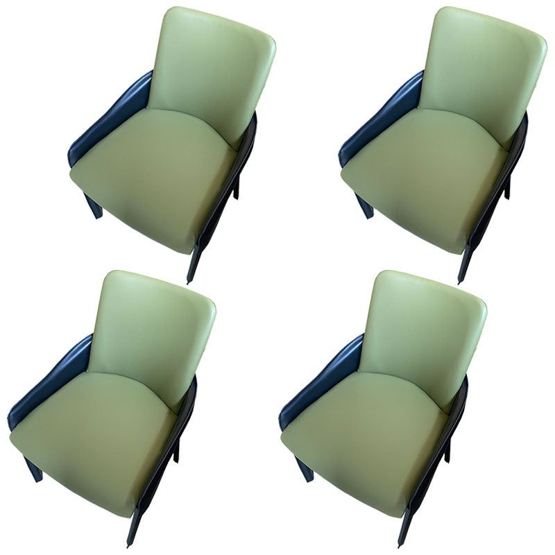 Modern Style Arm Chair Faux Leather Dining Chair for Dining Room Green 4 Piece Set Clearhalo 'Dining Chairs' 'Dining Tables & Seating' 'dining_chair' 'furn' 'furn_dining_chair' 'Furniture' 'furniture_dining_chair' 'Kitchen & Dining Furniture' 5004510