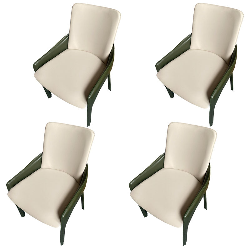 Modern Style Arm Chair Faux Leather Dining Chair for Dining Room Army Green-White 4 Piece Set Clearhalo 'Dining Chairs' 'Dining Tables & Seating' 'dining_chair' 'furn' 'furn_dining_chair' 'Furniture' 'furniture_dining_chair' 'Kitchen & Dining Furniture' 5004516