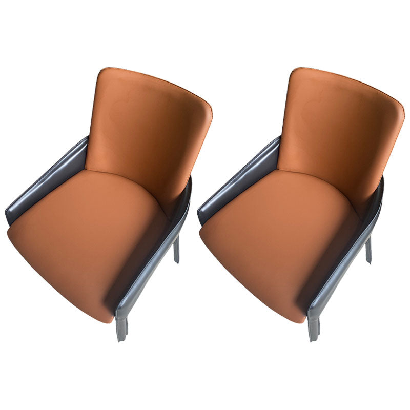 Modern Style Arm Chair Faux Leather Dining Chair for Dining Room Orange Blue 2 Piece Set Clearhalo 'Dining Chairs' 'Dining Tables & Seating' 'dining_chair' 'furn' 'furn_dining_chair' 'Furniture' 'furniture_dining_chair' 'Kitchen & Dining Furniture' 5004519
