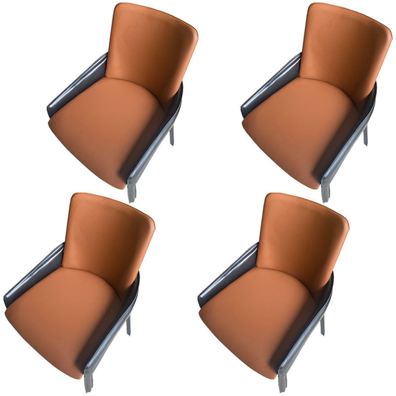 Modern Style Arm Chair Faux Leather Dining Chair for Dining Room Orange Blue 4 Piece Set Clearhalo 'Dining Chairs' 'Dining Tables & Seating' 'dining_chair' 'furn' 'furn_dining_chair' 'Furniture' 'furniture_dining_chair' 'Kitchen & Dining Furniture' 5004521