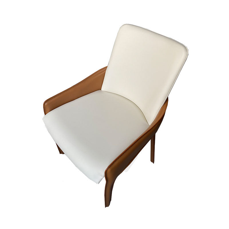 Modern Style Arm Chair Faux Leather Dining Chair for Dining Room White 1 Piece Clearhalo 'Dining Chairs' 'Dining Tables & Seating' 'dining_chair' 'furn' 'furn_dining_chair' 'Furniture' 'furniture_dining_chair' 'Kitchen & Dining Furniture' 5004524